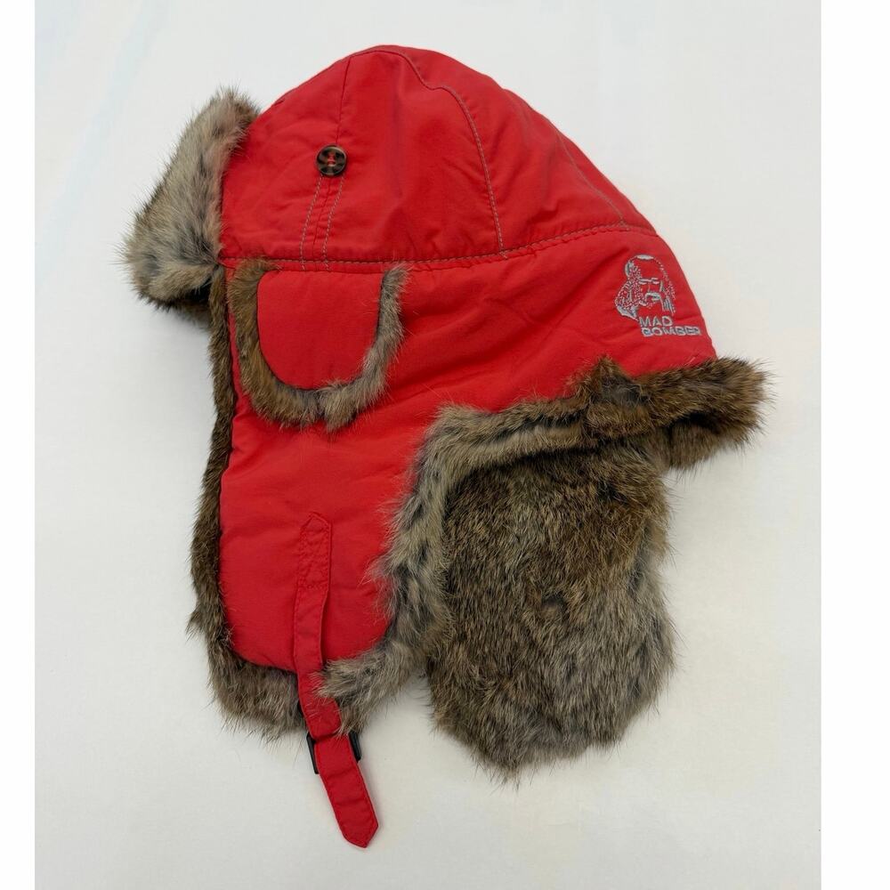 Mad Bomber Red Rabbit Fur Trapper Hat Large Winter Aviator Gorpcore Streetwear